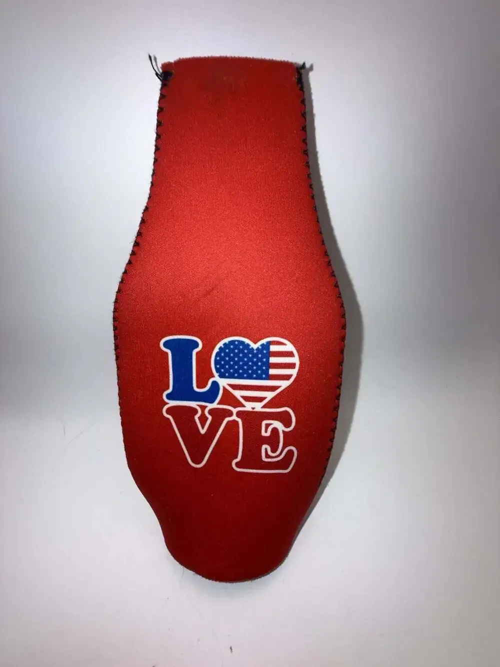 Patriotic USA Flag 'LOVE' Neoprene Zippered Beer Bottle Insulator Koozie